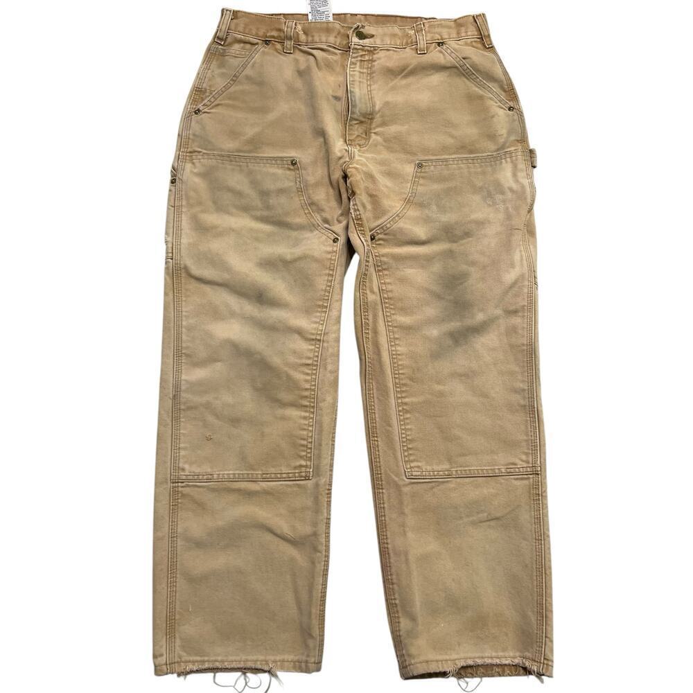 Vintage Carhartt Men’s Double Knee Dungaree Fit Distressed Work Pant BRN - 36X30